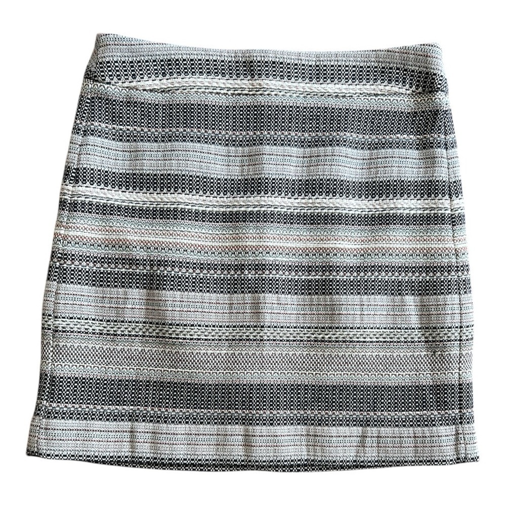 LOFT Mini Tweed Multi Color Striped Tweed Skirt Size 6 women